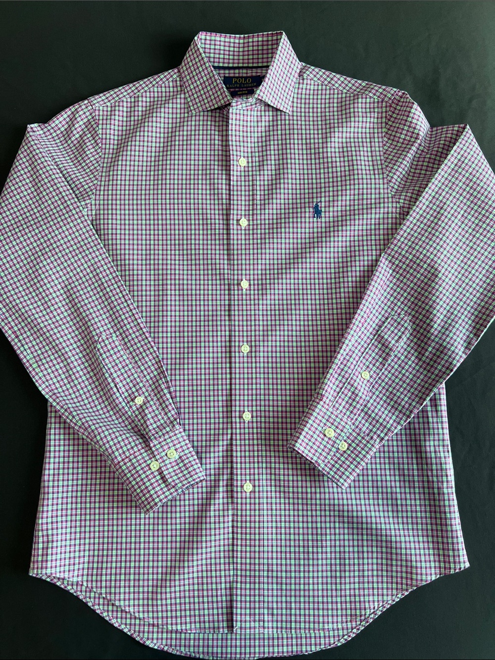 Polo by Ralph Lauren Purple and White Check Dress Shirt